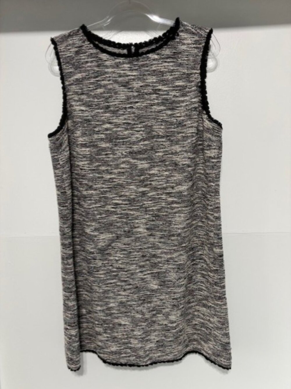 Loft Outlet Womens XL Marled Multicolor Knit Sleeveless Shift Dress Black Trim